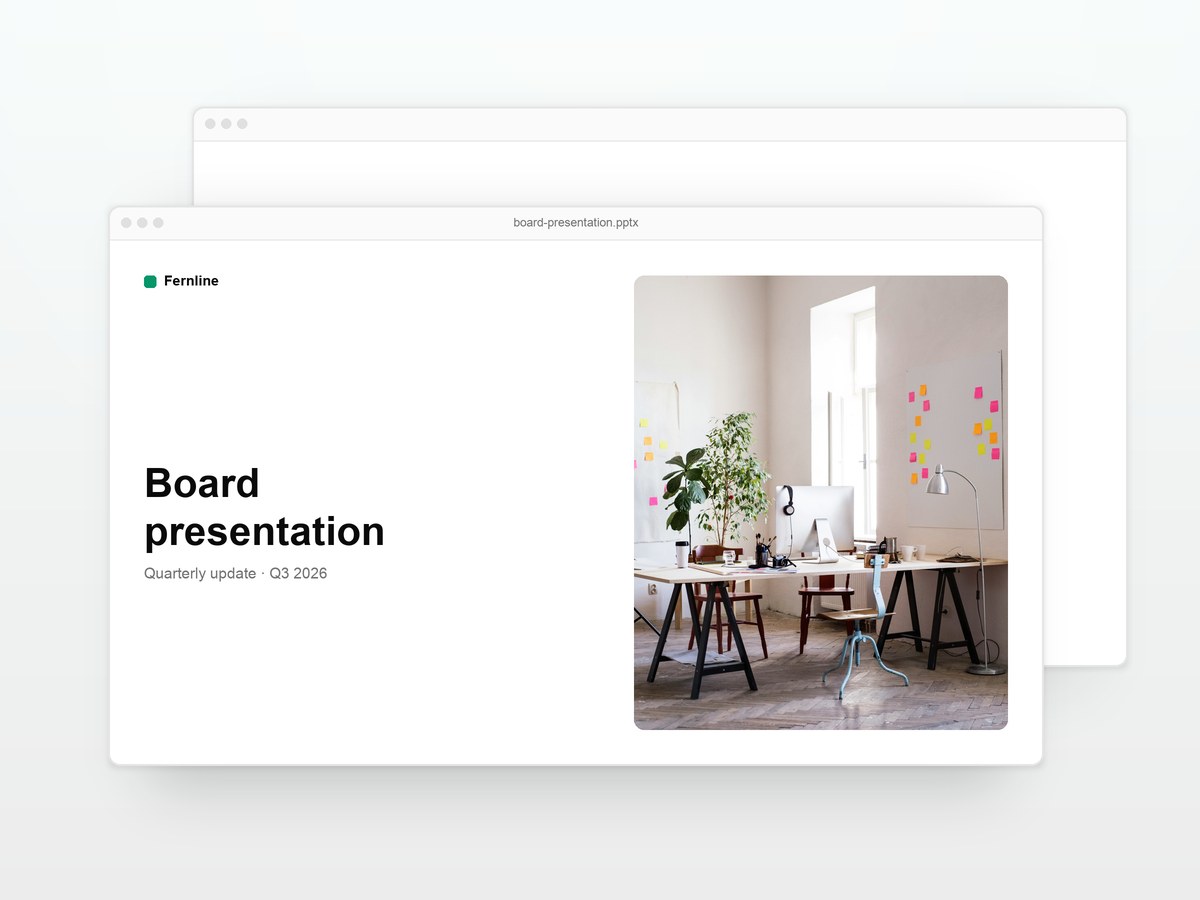 The board presentation open on screen