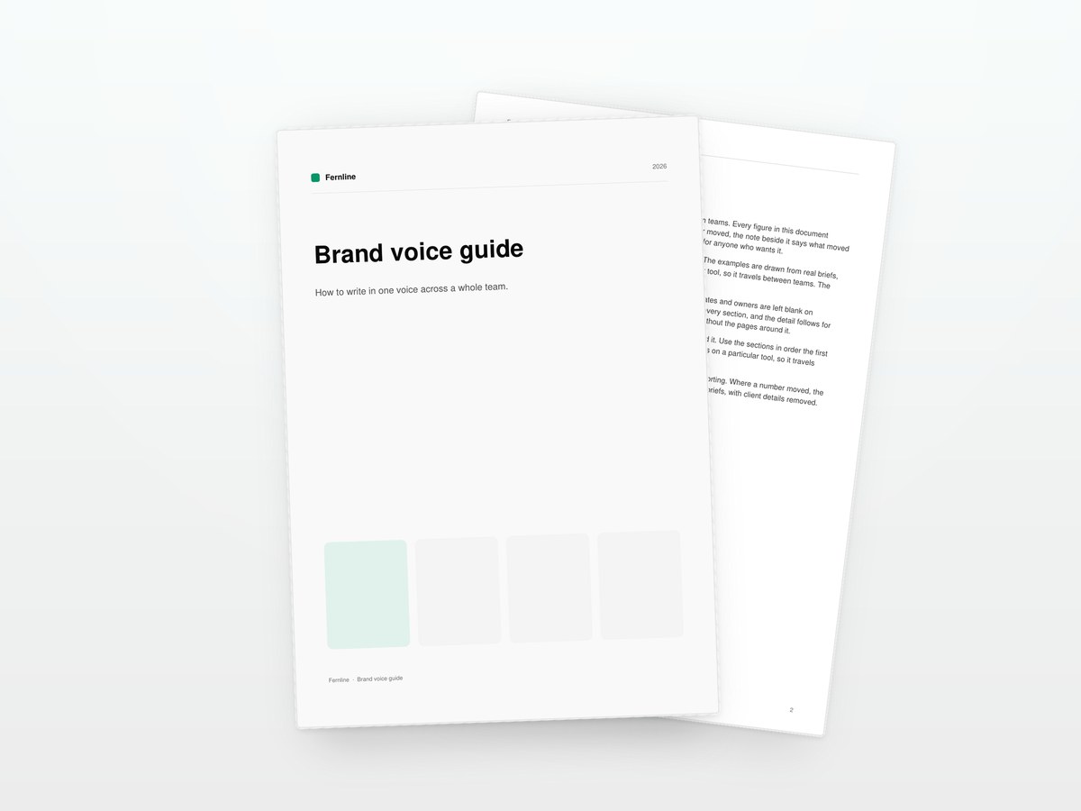 The brand voice guide, printed