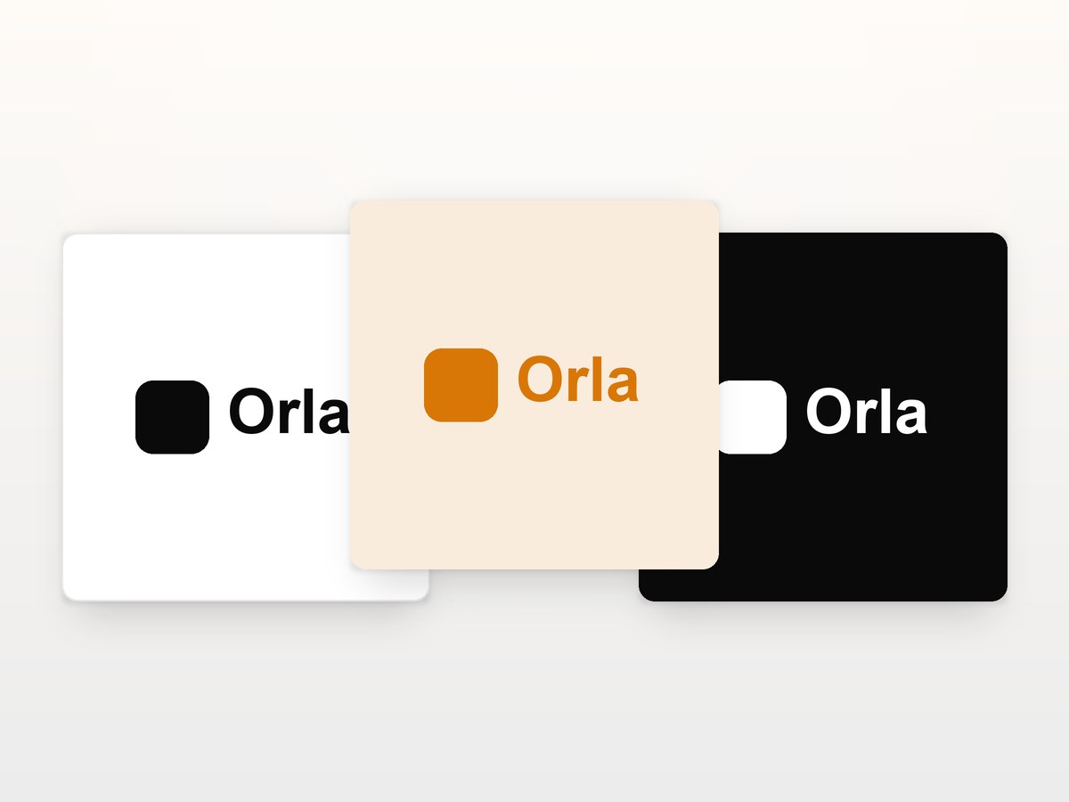 The Orla mark on light, dark and amber tiles