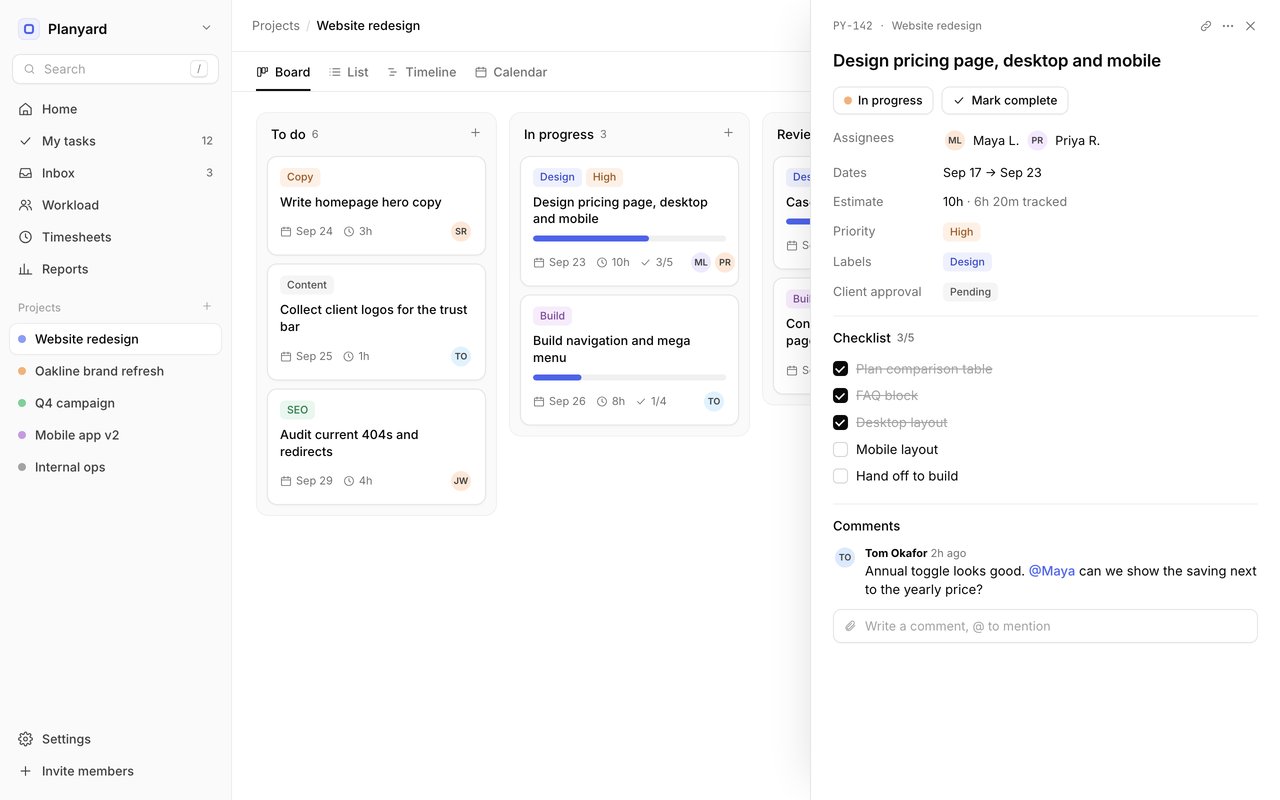 Task detail panel