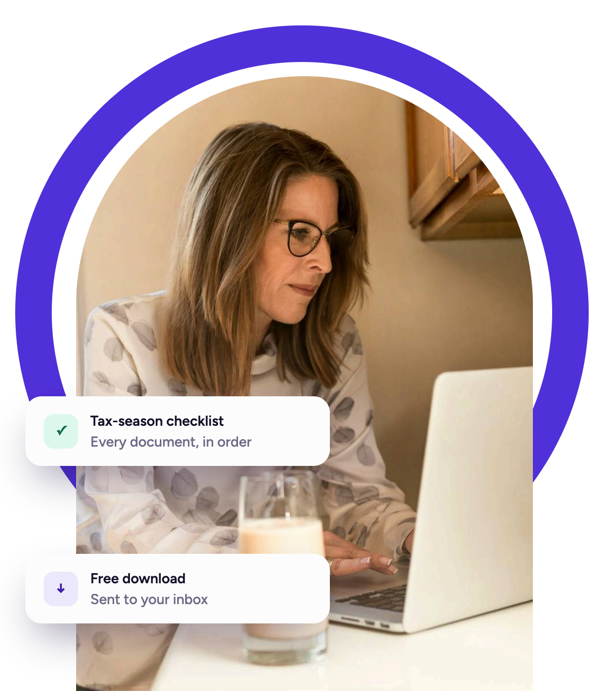 A client working through her tax-season checklist on a laptop