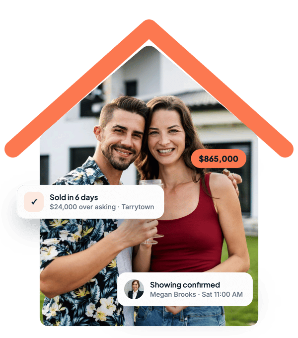 A couple outside the home they bought, sold in six days