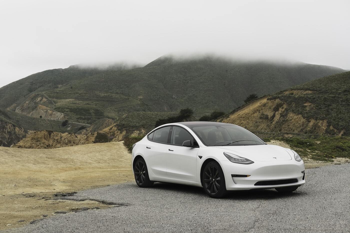 White Tesla electric car